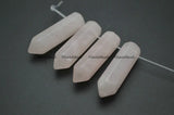 Natural Rose Quartz Pillar Point Stone Loose Beads 24pc