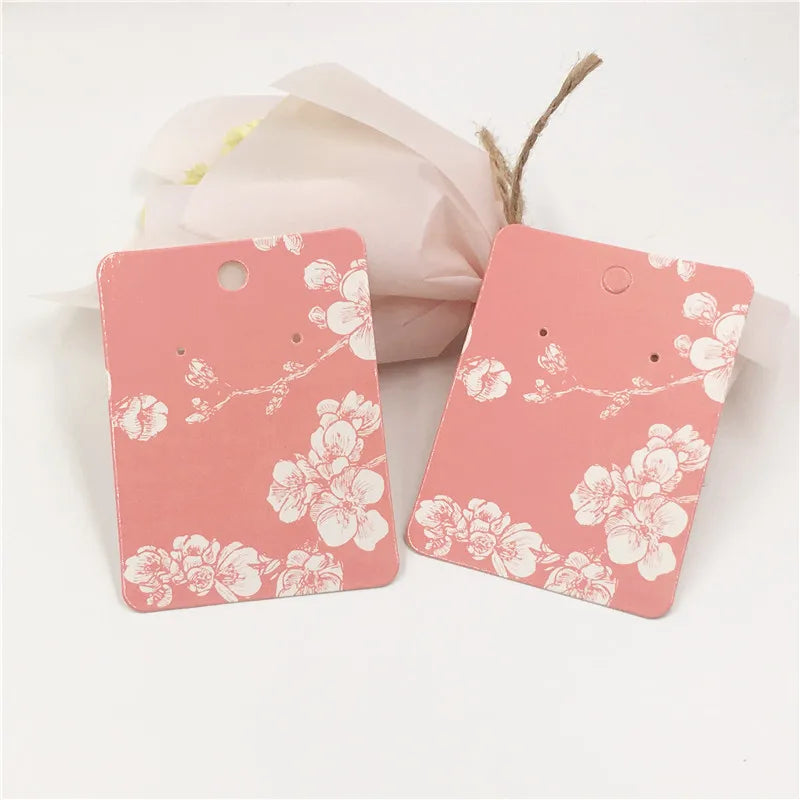 Flower Printed Jewelry Display Packaging Cards - 100Pcs