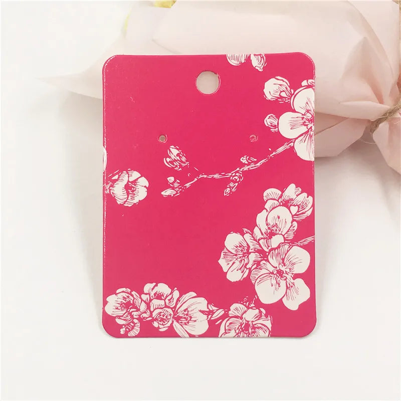 Flower Printed Jewelry Display Packaging Cards - 100Pcs