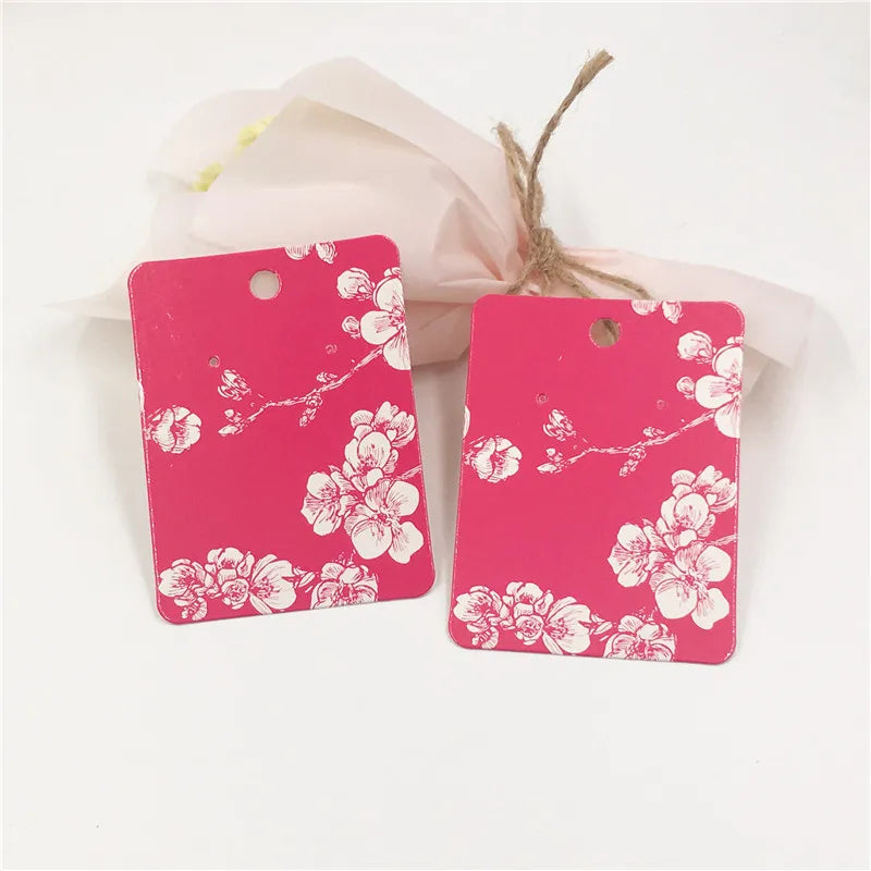 Flower Printed Jewelry Display Packaging Cards - 100Pcs