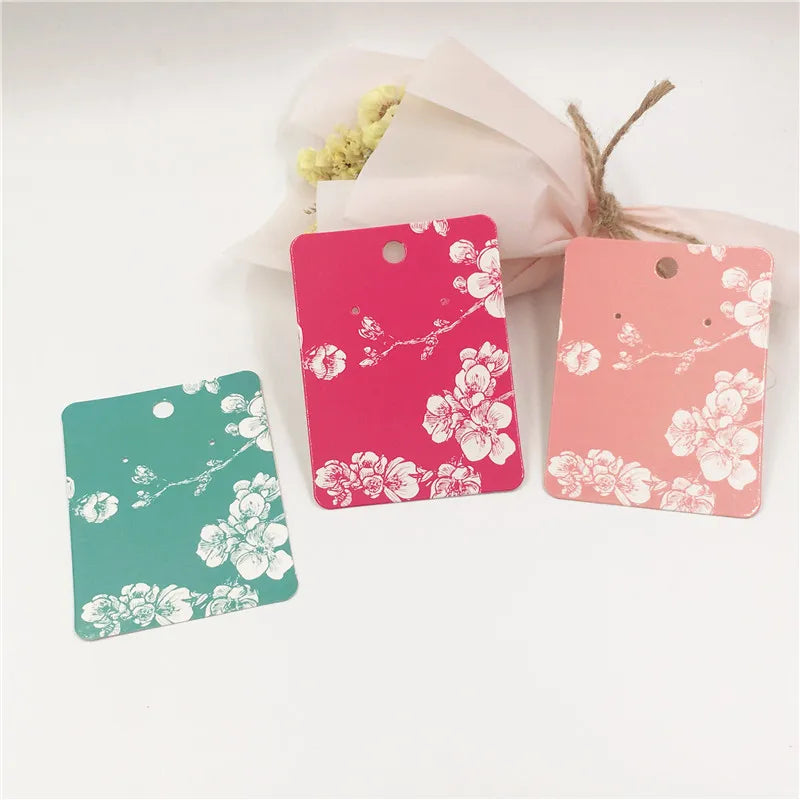 Flower Printed Jewelry Display Packaging Cards - 100Pcs