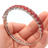 Genuine 8x6mm Green Emerald 925 Silver Bangle Bracelet 9.0 inch