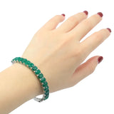 Genuine 8x6mm Green Emerald 925 Silver Bangle Bracelet 9.0 inch