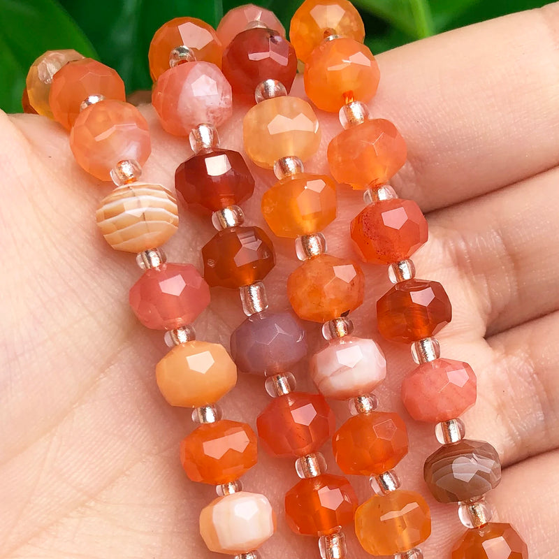 8x6mm Faceted Orange Persian Agates Loose Gemstone Beads 7.5''