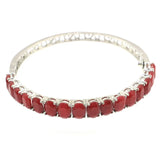 Real Green Emerald Red Ruby Silver Bangle Bracelet
