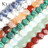 8x8mm Natural Turquoises Agates Unakite Stone Beads Faceted Hexagon Shape