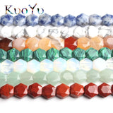 8x8mm Natural Turquoises Agates Unakite Stone Beads Faceted Hexagon Shape