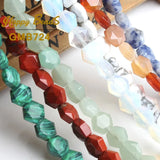 8x8mm Natural Turquoises Agates Unakite Stone Beads Faceted Hexagon Shape