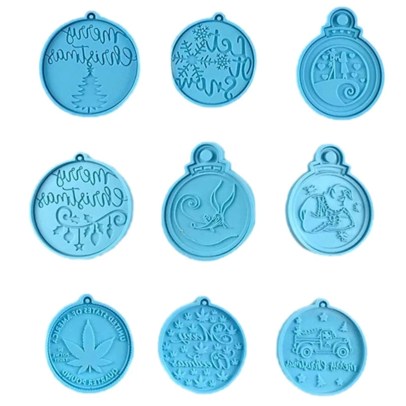 Christmas Ball Keychain Resin Mold DIY Xmas Pendants Ornaments Silicone Mould