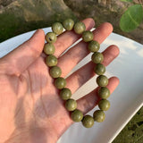 9-10MM Green Alashan Agate Bracelet Stretch Crystal Gift Woman Beads Stone