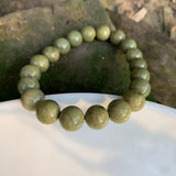 9-10MM Green Alashan Agate Bracelet Stretch Crystal Gift Woman Beads Stone