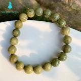 9-10MM Green Alashan Agate Bracelet Stretch Crystal Gift Woman Beads Stone