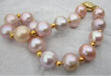 9-10MM Natural South Sea Pink Purple Pearl Bracelet 14K/20