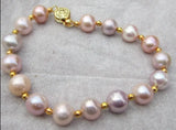 9-10MM Natural South Sea Pink Purple Pearl Bracelet 14K/20