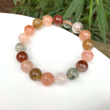 Natural Colorful Rutilated Quartz Bracelet Crystal Gift Woman Round Beads
