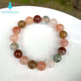 Natural Colorful Rutilated Quartz Bracelet Crystal Gift Woman Round Beads