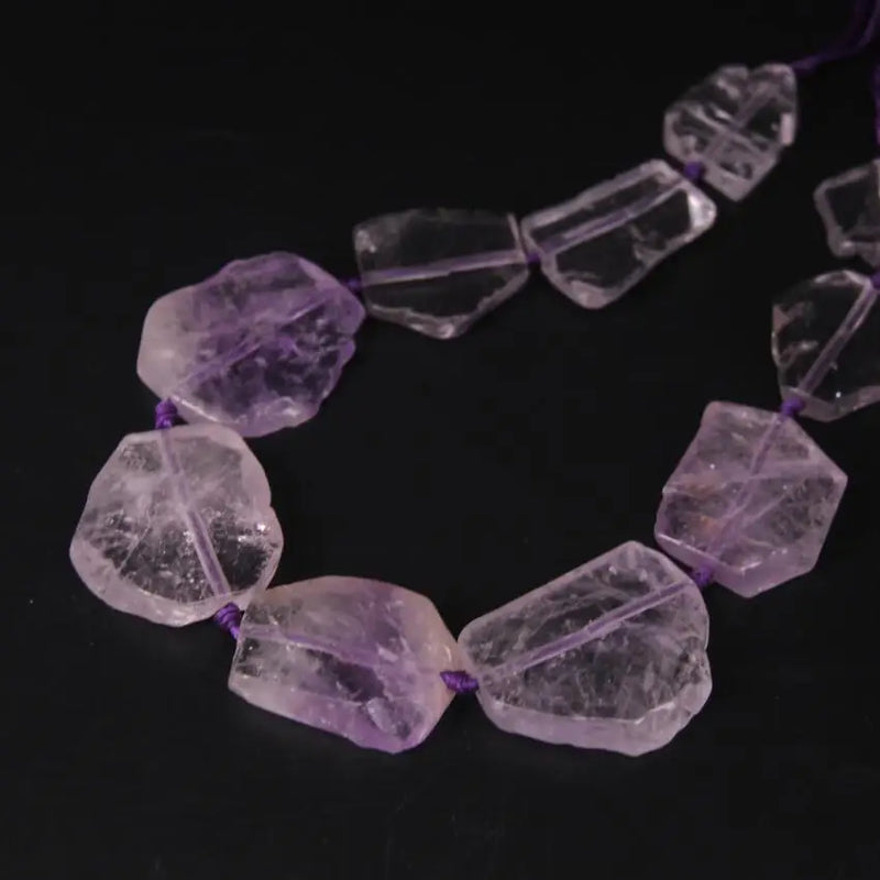 Raw Clear Amethysts Quartz Slab Slice Loose Beads 9-10PCS/strand