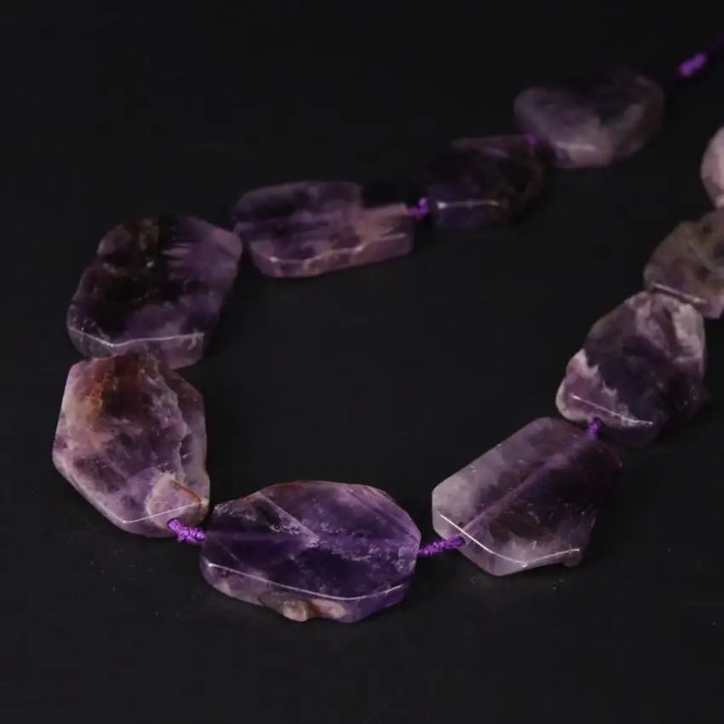 Dark Amethysts Rough Quartz Slice Loose Beads, Purple Crystal Pendants
