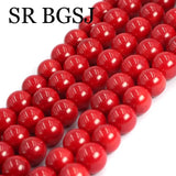 Red Coral Stone Round Smooth Spacer Beads for Jewelry Making DIY