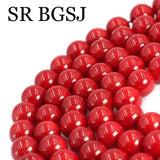Red Coral Stone Round Smooth Spacer Beads for Jewelry Making DIY