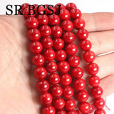 Red Coral Stone Round Smooth Spacer Beads for Jewelry Making DIY