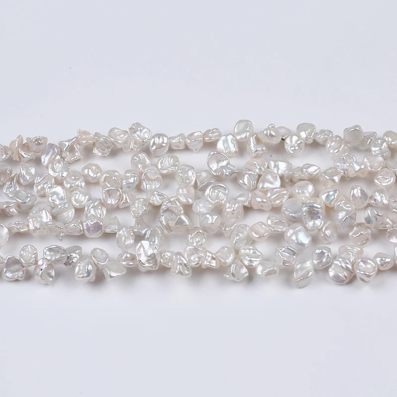 9-10mm High Top Drilled Keshi Pearl Strand