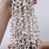 9-10mm High Top Drilled Keshi Pearl Strand