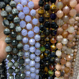 9-10mm Natural Stone Beads 15'' Round Faceted DIY Jewelry Making Beads
