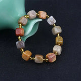 Natural Multicolor Coral Jades Stone Elastic Bracelet