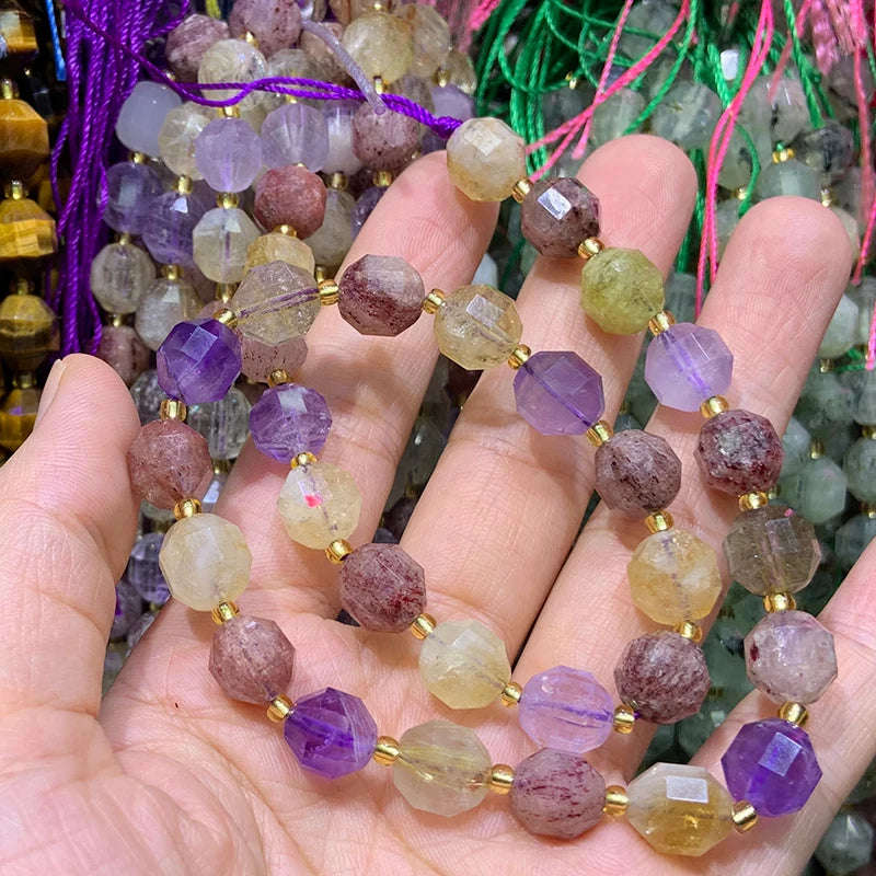 Faceted Round 9-10mm Gemstone Beads Mix 15''
