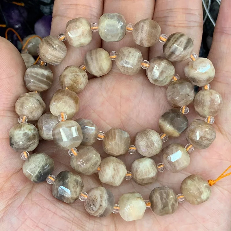 9-10mm Quartz Garnet Sunstone Beads 15'' Cube DIY Loose Beads