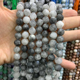 9-10mm Spodumene Quartz Fluorite Rutilate Stone Beads 15''