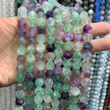 9-10mm Spodumene Quartz Fluorite Rutilate Stone Beads 15''