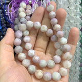 9-10mm Spodumene Quartz Fluorite Rutilate Stone Beads 15''