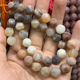 9-10mm Faceted Round Strawberry Quartz Aquamarine Sunstone Beads 15''