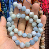 9-10mm Faceted Round Strawberry Quartz Aquamarine Sunstone Beads 15''