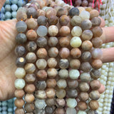 9-10mm Faceted Round Strawberry Quartz Aquamarine Sunstone Beads 15''