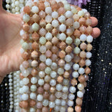 9-10mm Natural Sunstone Amethyst Moonstone Agate Quartz Stone Beads