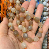 9-10mm Natural Sunstone Amethyst Moonstone Agate Quartz Stone Beads