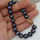 9-10mm Nat. Pearl 14k Yellow Bracelet Blessing Inspiration Mental Cuff