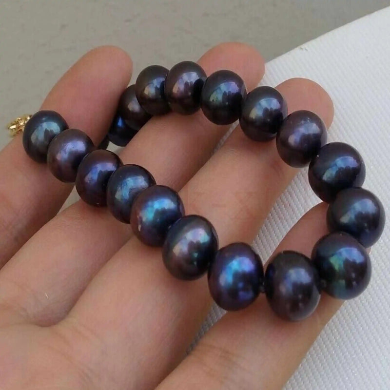 9-10mm Nat. Pearl 14k Yellow Bracelet Blessing Inspiration Mental Cuff