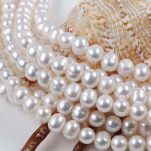 9-10mm Freshwater Round Pearls String Semi-Finished