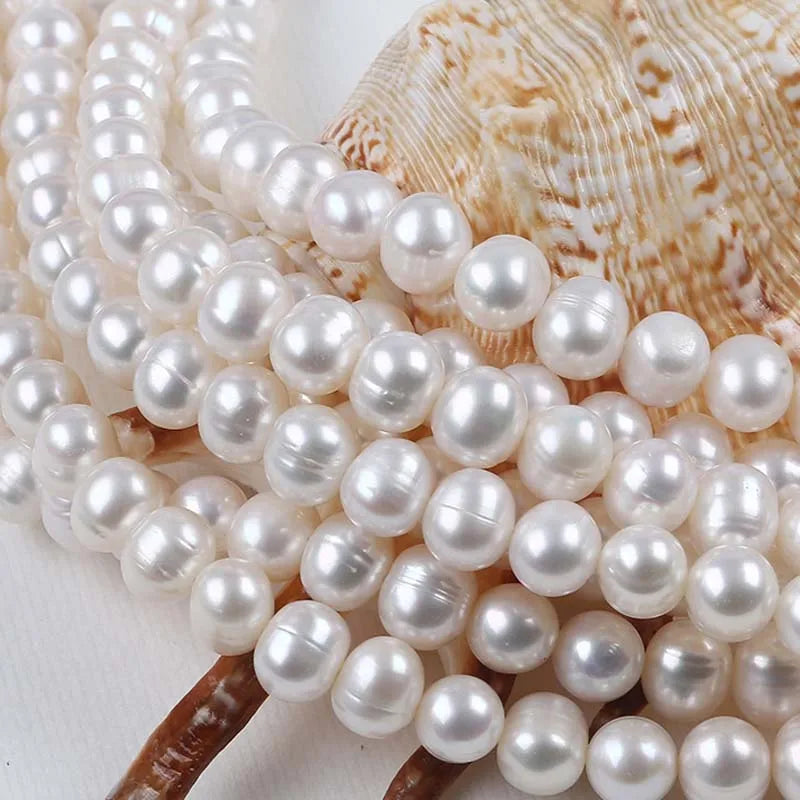 9-10mm Freshwater Round Pearls String Semi-Finished
