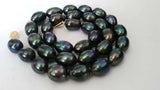 Tahitian Baroque Green Multicolor Pearl Necklace 9-10mm 18in
