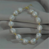 Baroque Pearl Bracelet 7.5 inches Round Women Cultured Party Wedding