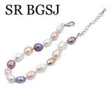 Pink Purple Freeform Freshwater Pearl Bracelet 7inch