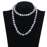 Gray Baroque Pearl Necklace 9-10mm Natural Pearl Necklace