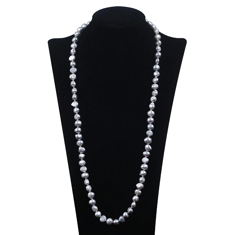 Gray Baroque Pearl Necklace 9-10mm Natural Pearl Necklace