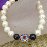 9-10mm Natural Pearl Beads Bracelet Gold Cloisonne Jewelry