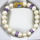 Freshwater Pearl Beads Bracelet Cloisonne Bangle Women Jewelry